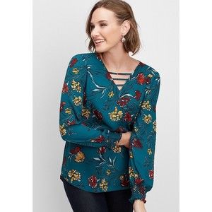 Maurice lattice neck floral blouse Size 1